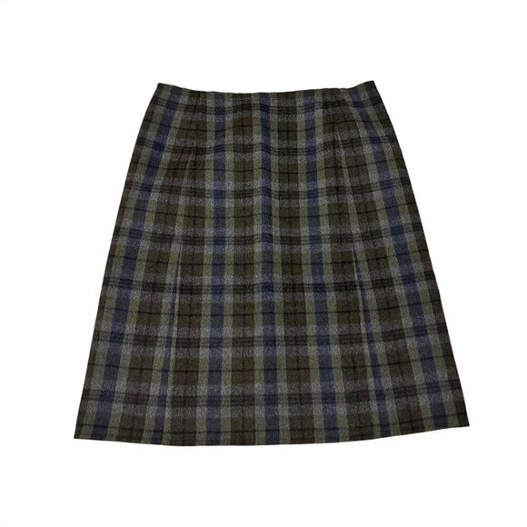Prada Plaid Wool/Angora Straight Skirt,  Size 44 Italy, Gray, Blue, Brown - Picture 4 of 14